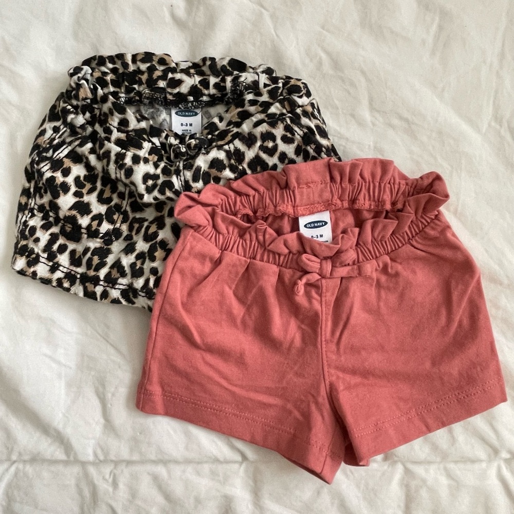 Old Navy leopard print and pink jersey shorts